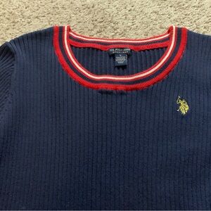 U.S. Polo Assn. Navy Sweater dress with Red and White Accents